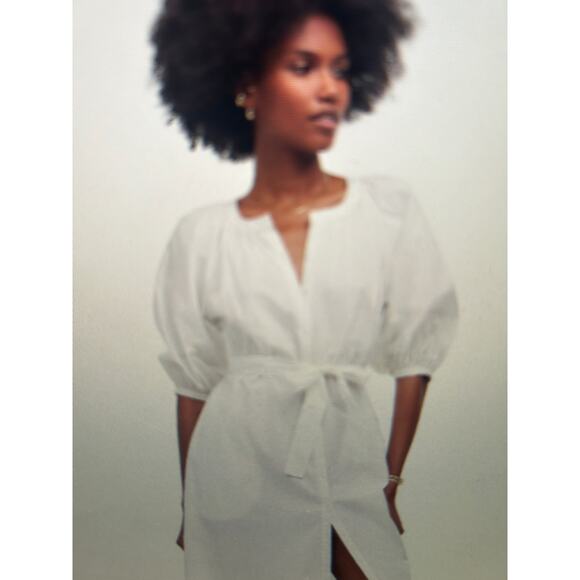 NWT Madewell large Tie waist button front midi dress in poplin - Picture 3 of 12